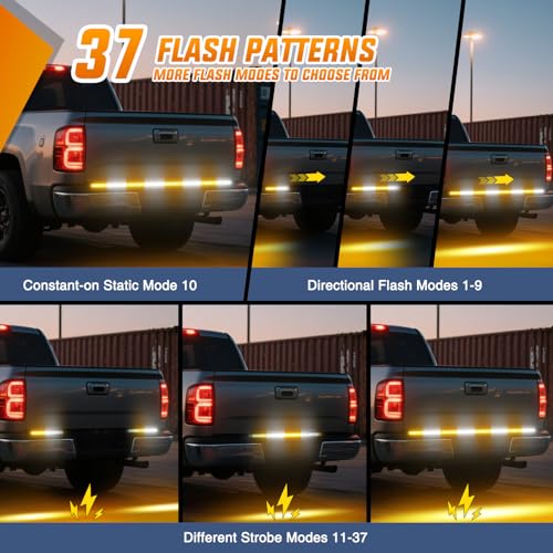 49 Inch Emergency Strobe Light Strips with Controller Amber White