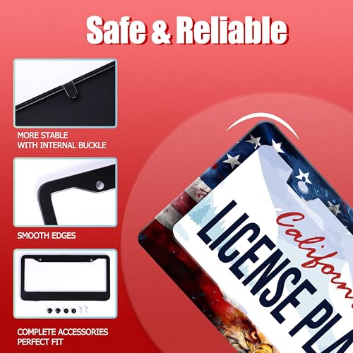 American Flag Eagle Patriotic License Plate Frame Stainless Steel 2