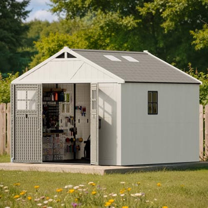 10x10 FT Resin Outdoor Storage Shed with Floor
