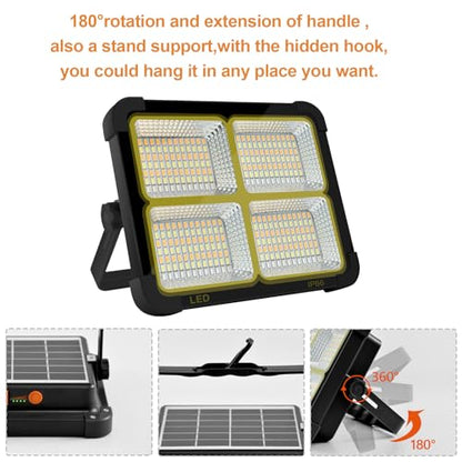 Portable LED Work Solar Light 100W 16500mAh 10000 LM with Stepless Brightness Job Site Battery Rechargeable LED Floor Light for Emergency Worklight for Hurricane