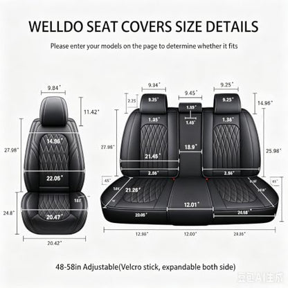 Nappa Faux Leather Car Seat Covers Full Set (5 Count)