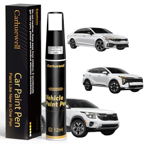 SWP) Snow White Pearl Tricoat Touch Up Paint Compatible with Kia, Exact Match Car Paint Pen Automotive Scratch Repair Remover Kit Quick & Easy Solution for Vehicle Chips and Nicks