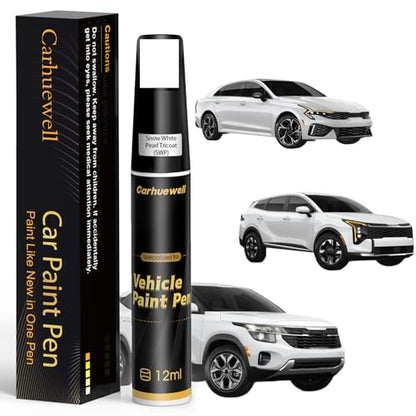 SWP) Snow White Pearl Tricoat Touch Up Paint Compatible with Kia, Exact Match Car Paint Pen Automotive Scratch Repair Remover Kit Quick & Easy Solution for Vehicle Chips and Nicks