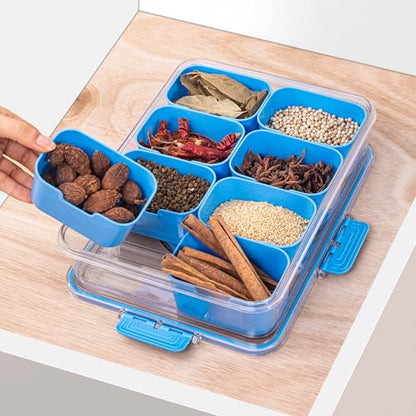 Divided Snack Serving Tray with Lid and Handle Travel Snackle Charcuterie Container Portable Storage Organizer for Candy (27.2 Ounce)