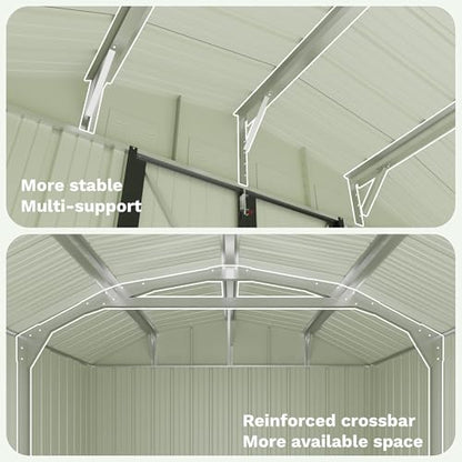 10x12 FT Barn Style Metal Storage Shed