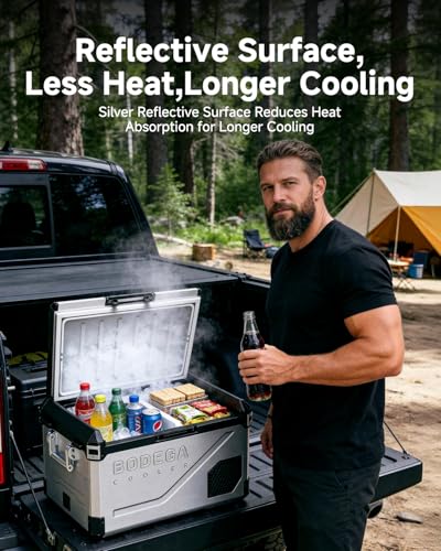 Portable 12V Car Refrigerator 47QT Stainless Steel Fridge