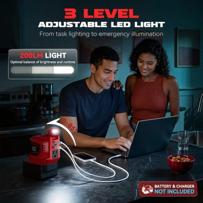 220W Portable Power Inverter Compatible with Milwaukee 18V Battery