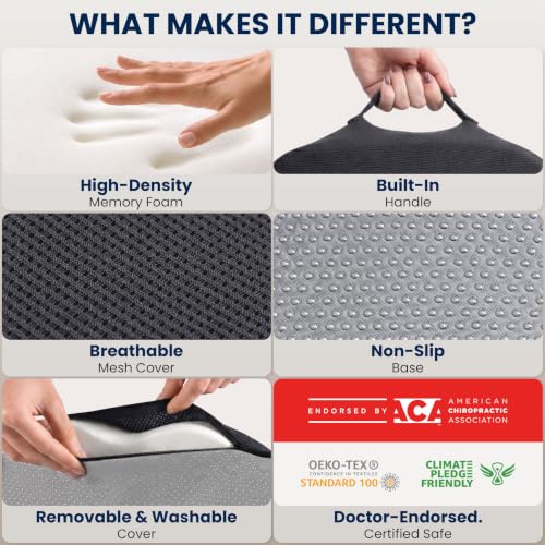 Seat Cushion Memory Foam Chair Cushion for Tailbone Pain Relief
