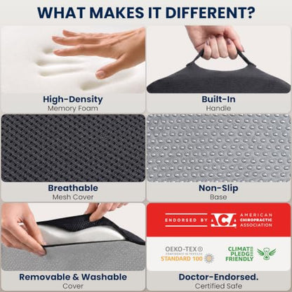 Seat Cushion Memory Foam Chair Cushion for Tailbone Pain Relief