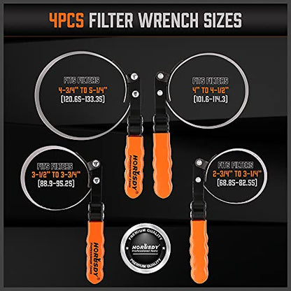 5 Piece Standard Swivel Oil Filter Wrench