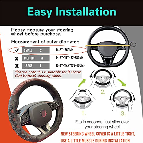 D Shaped 14 Inch Small Steering Wheel Cover Great Grip