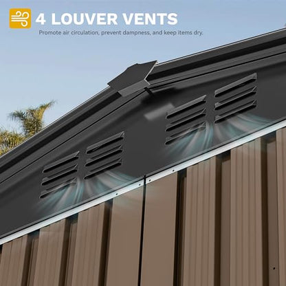 8'x6' Large Metal Outdoor Storage Shed