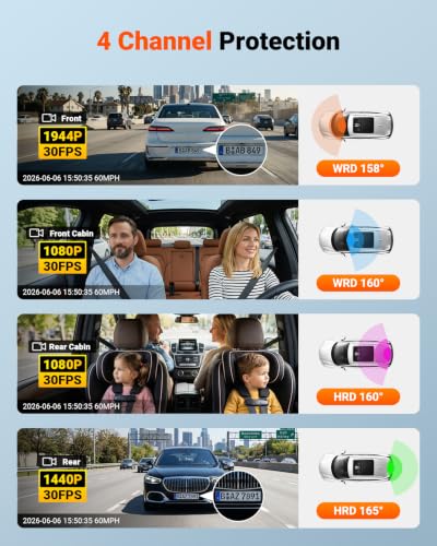 N5S 4 Channel 360 Degree 2.7K Dash Cam