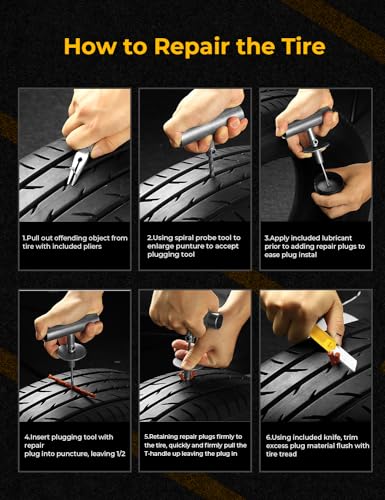 Flat Tire Repair Kit with Air Compressor