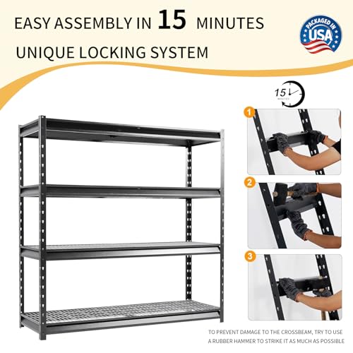 THE Atlas 72" W Heavy Duty Garage Shelving Load 8000 Lbs