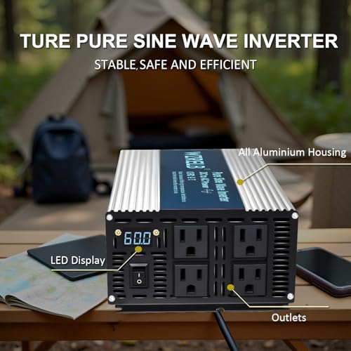 2000W Pure Sine Wave Inverter 24V DC to 110V 120V AC