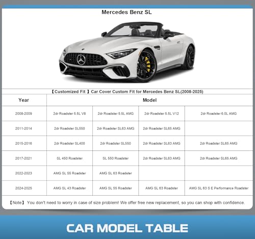 10 Layers Car Cover Custom Fit for Mercedes Benz SL 1971