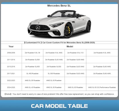 10 Layers Car Cover Custom Fit for Mercedes Benz SL 1971