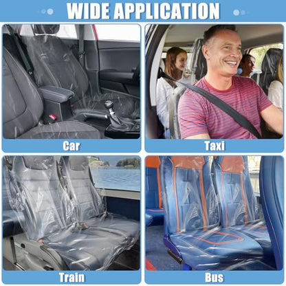 100 PCS Disposable Car Seat Covers Clear Plastic Vehicle Seat Protector