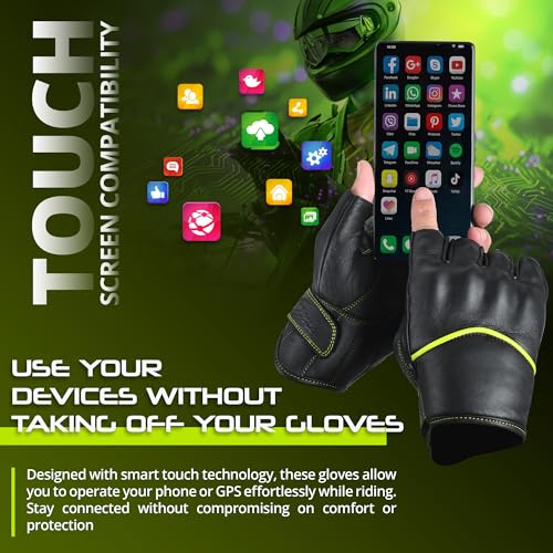Motorcycle Gloves Men's Leather Motorbike Gloves Touchscreen Function