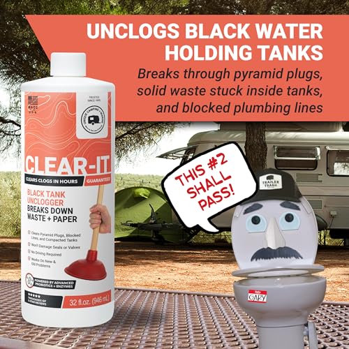 Clear It Liquid RV Black Tank Unclogger (32 Fl Oz)