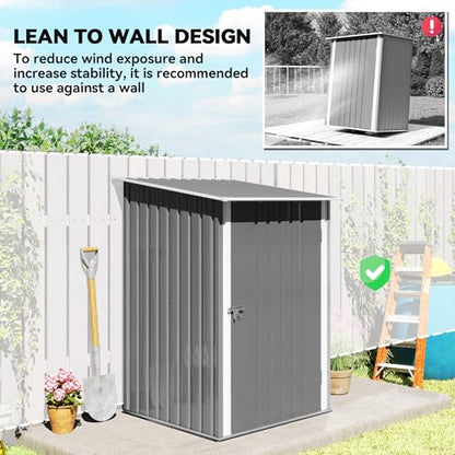 3.3' x 3.4' Outdoor Storage Shed Sloping Roof Lockable Door Gray