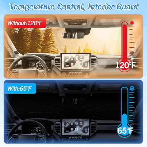 Windshield Sun Shade Umbrella for Toyota Tundra 2022 2023 2024 2025 2026 Rear Window Shades 100% UV Protection and Blackout Privacy 5PCS Car Window Covers Accessories (5 Count)
