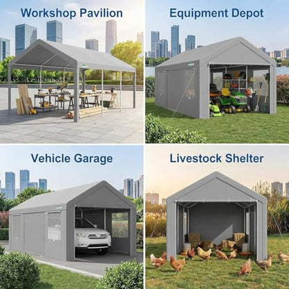 10x20 FT Heavy Duty Carport with Galvanized Frame