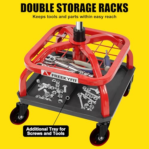 Rolling Stool with Red Wheels