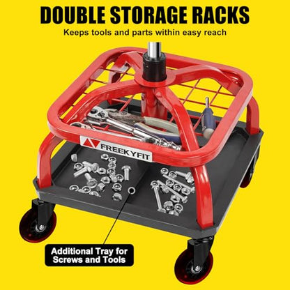 Rolling Stool with Red Wheels