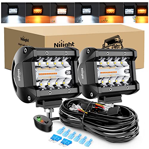 4inch Amber White Strobe 6 Modes 60W LED Pod Light (2 Count)