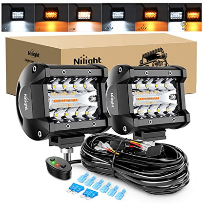 4inch Amber White Strobe 6 Modes 60W LED Pod Light (2 Count)