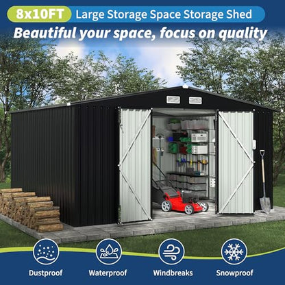 8x10 FT Metal Storage Sheds Outdoor