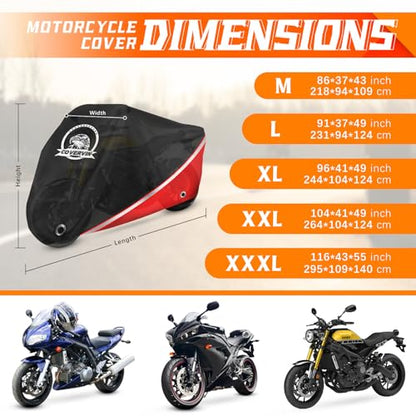 Motorcycle Cover Waterproof for Touring Ultra Models 116" Red