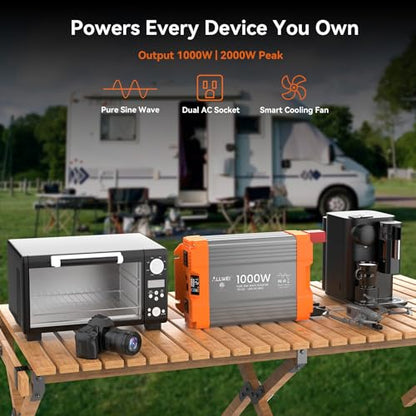 1000W Pure Sine Wave Power Inverter 12V DC to 120V AC