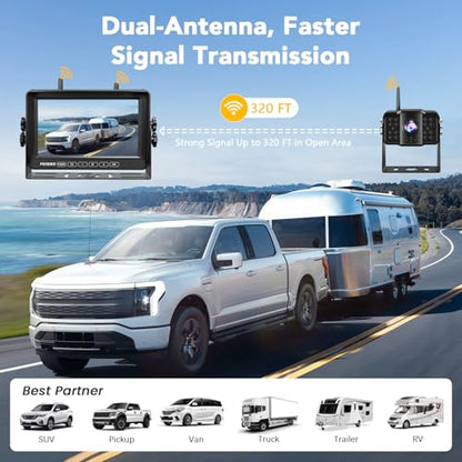 2 Wireless Backup Camera with 7" 1080p Monitor
