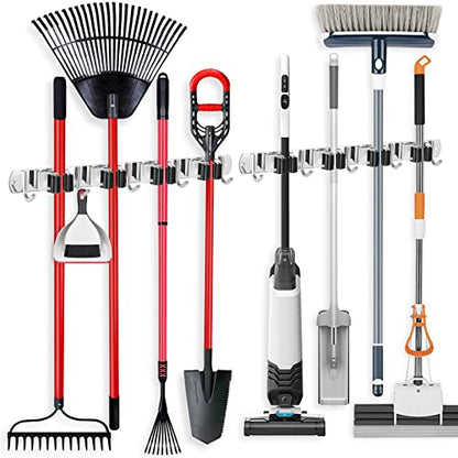 2 Pack Broom Holder Wall Mount Stainless Steel Mop Organizer