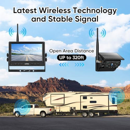 Solar Wireless Magnetic Backup Camera with 7 Inch 1080P Monitor System
