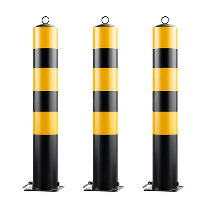 Steel Safety Bollard Post, with Lock Bollard Post Removable Security Posts, Parking Bollards, Parking Barriers Concrete, Powder Coat, for Parking Lot, Driveway and Sidewalk(Black (3pcs),75cm/29.5in)