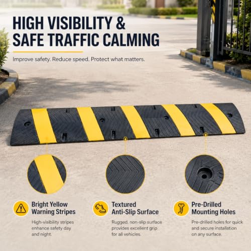2 Pack 72 Inch Heavy Duty Rubber Speed Bump Hump