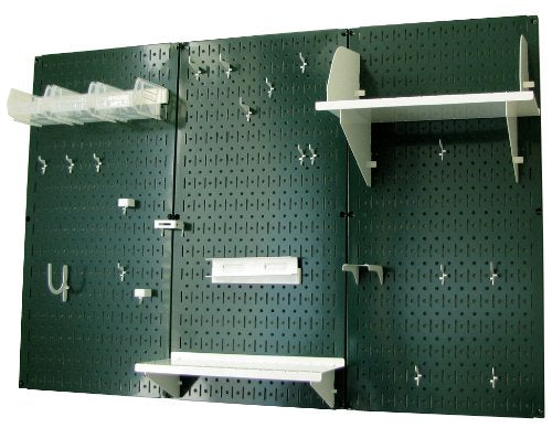 Pegboard Organizer 4 ft. Metal Pegboard Standard Tool Storage Kit with Green Toolboard and White Accessories