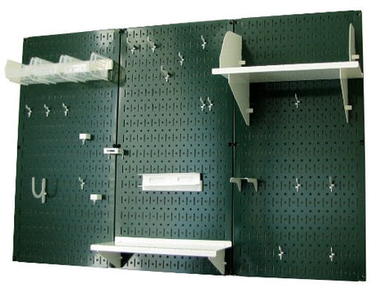 Pegboard Organizer 4 ft. Metal Pegboard Standard Tool Storage Kit with Green Toolboard and White Accessories