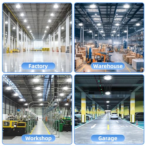 400W LED High Bay Light 56000LM 5000K 120VAC UFO Light IP65 Waterproof Dimmable Commercial Bay Lighting for Workshop