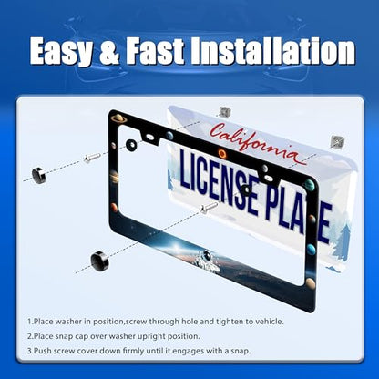 Plantes License Plate Frame Stainless Steel Car Accessory 6.3x12.3 Inch