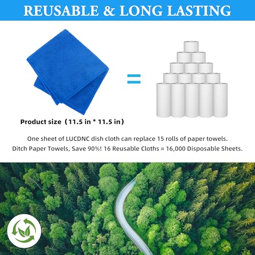 Microfiber Cleaning Cloths 16 Pack 8 Colors 11.5"x11.5" (16 Count)