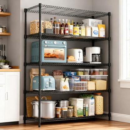 1750LBS 47.2" W 5 Tiers Shelf Steel Storage Shelves Shelving Unit Steel Organizer Wire Rack for Home