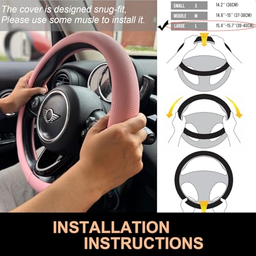 Large Size Nappa Leather Steering Wheel Cover 15.75In
