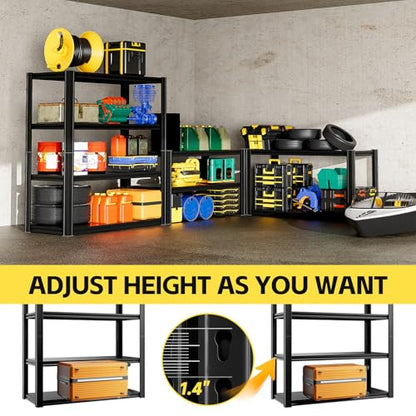 4 Tier 40" W x 20" D x 60" H Garage Shelving Garage Storage Shelves 2200LBS Metal Industrial Shelf Adjustable Heavy Duty Shelving Storage Rack Shelving Unit