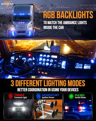 12 Gang Switch Panel RB120 Toggle Momentary Pulsed RGB Dimmable