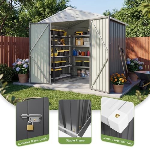 6x4 FT Outdoor Storage Shed with Floor Frame
